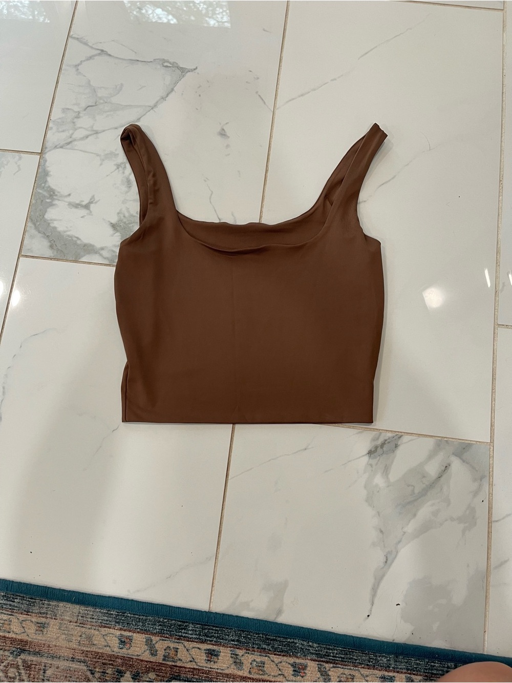 Amazon Brown Cropped Square-Neck Tank Top